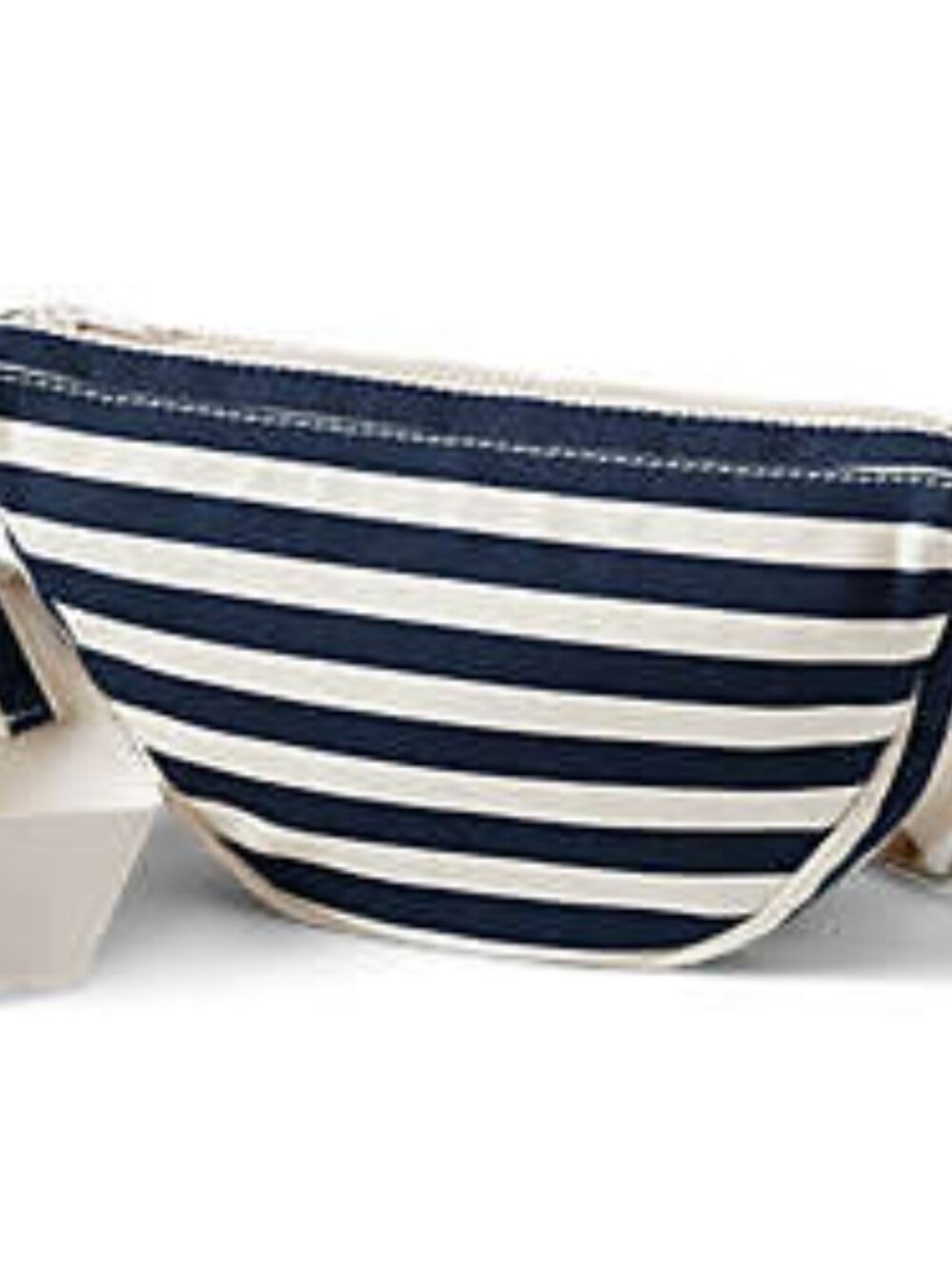 Land's End Canvas Crescent Crossbody Bag Radiant Navy/Natural Stripe